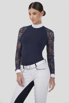  Cavalliera Lace ATTRACTION Long Sleeve Show Shirt Navy
