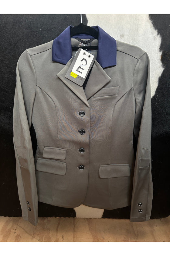 Esperado Victoria Riding Jacket Grey with Navy Collar